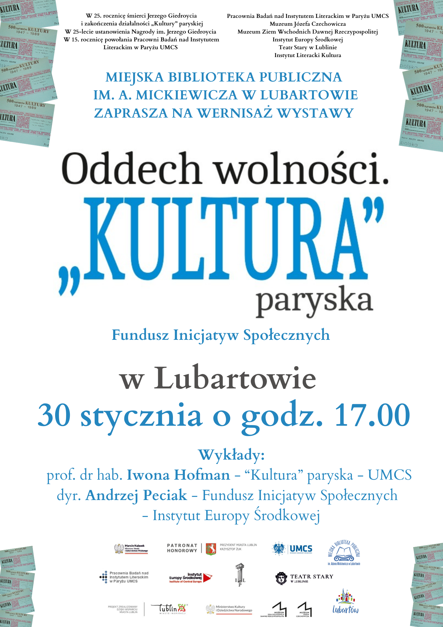Kultura paryska w Lubartowie. Wernisaż wystawy i wykłady
