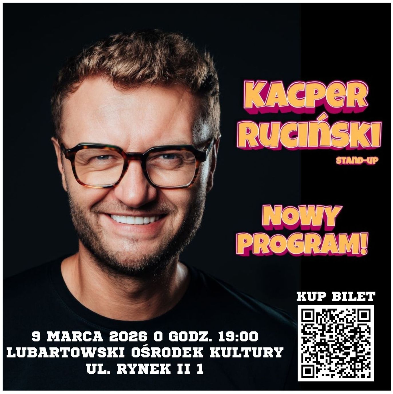 Kacper Ruciński wystąpi w Lubartowie. Wieczór pełen stand-upu już 9 marca