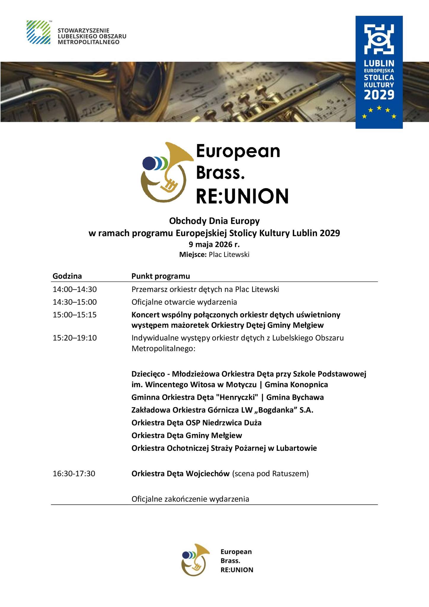 Lubartowska orkiestra strażacka wystąpi w Lublinie na European Brass. RE: UNION