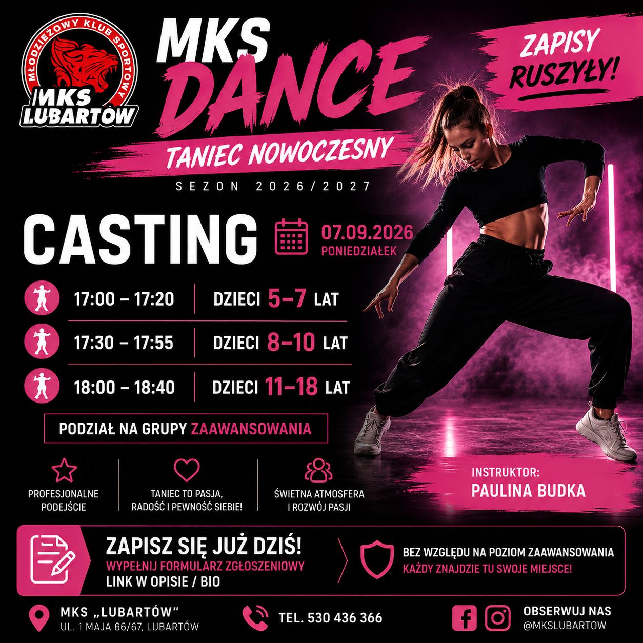 MKS Dance rozpoczyna nowy sezon. 7 września casting do grup tańca nowoczesnego