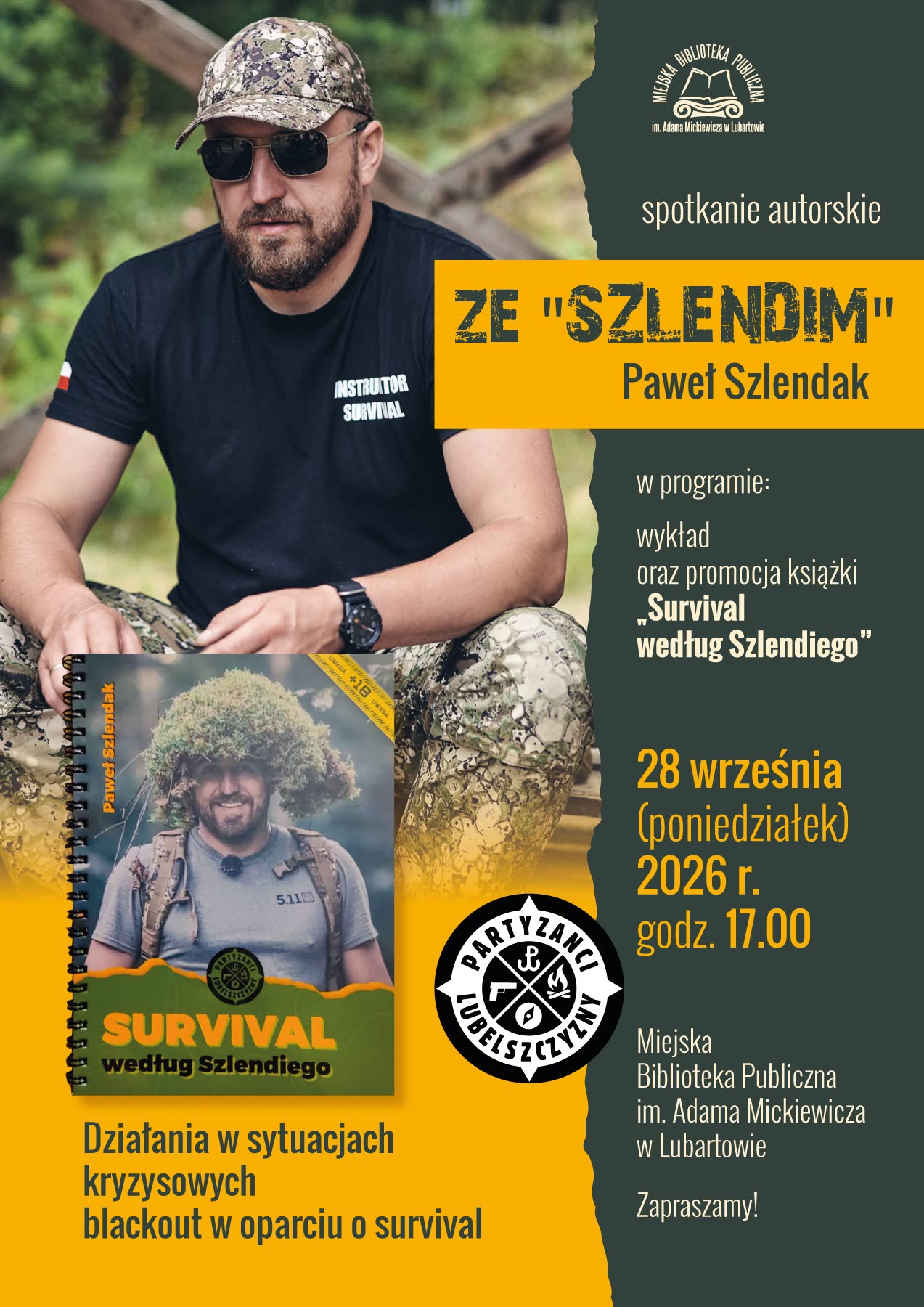 Survival bez paniki. Paweł Szlendak „Szlendi” spotka się z czytelnikami w Lubartowi