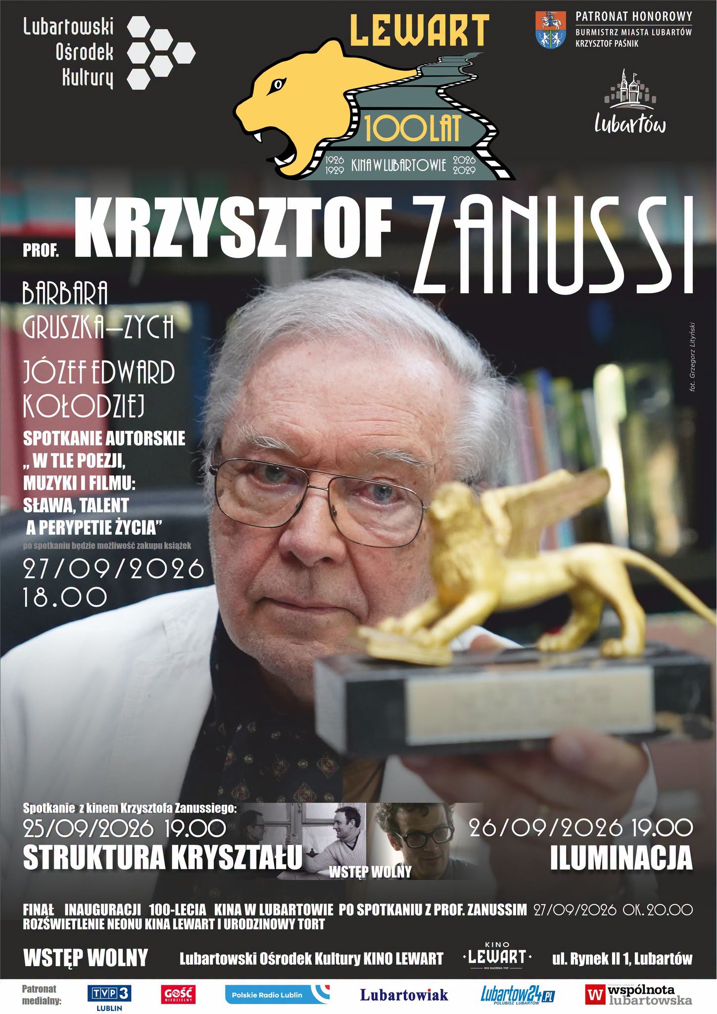 Dziś transmisja na żywo ze spotkania z prof. Krzysztofem Zanussim. 100-lecie kina