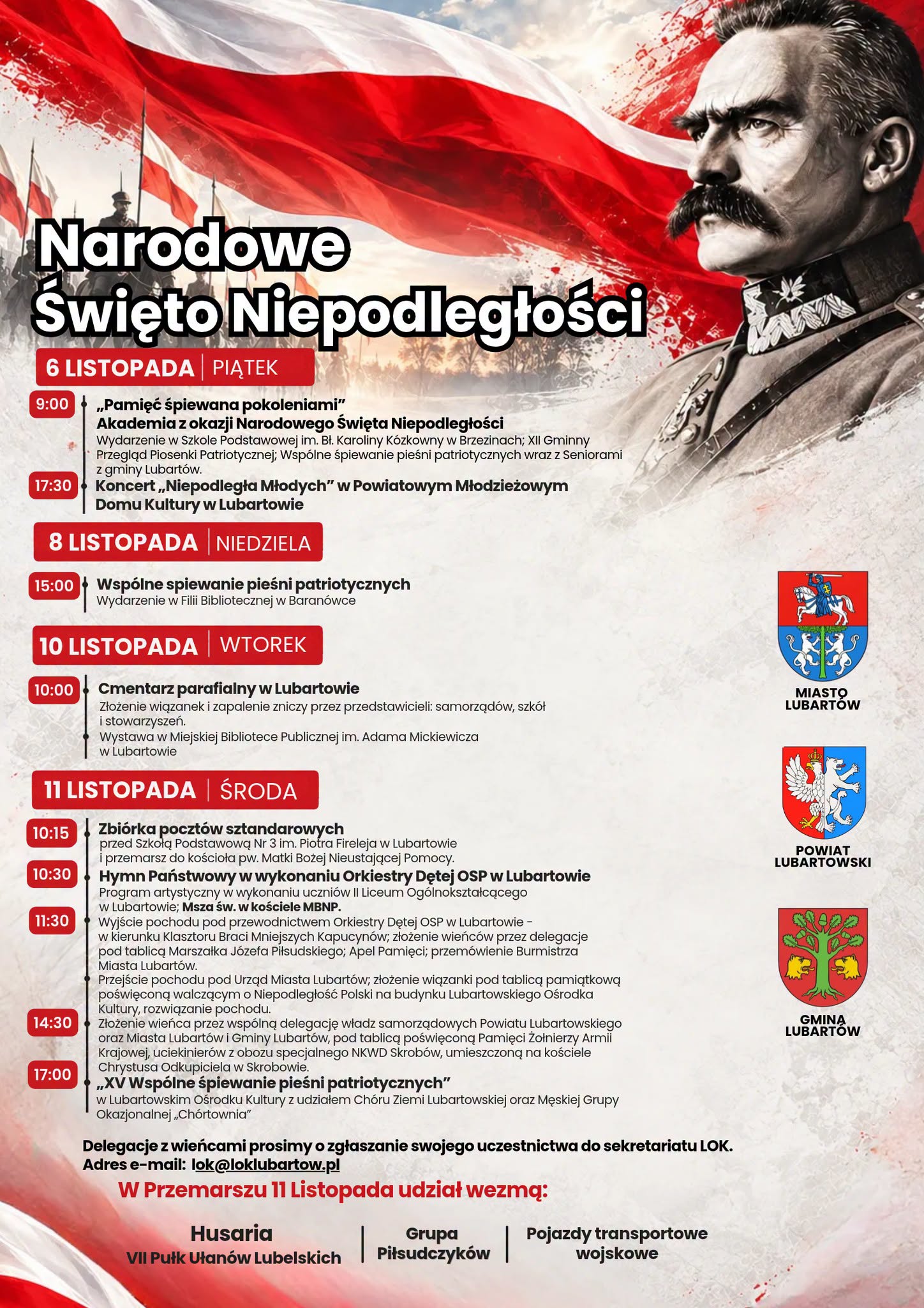 Lubartów uczci Narodowe Święto Niepodległości. Cztery dni patriotycznych wydarzeń